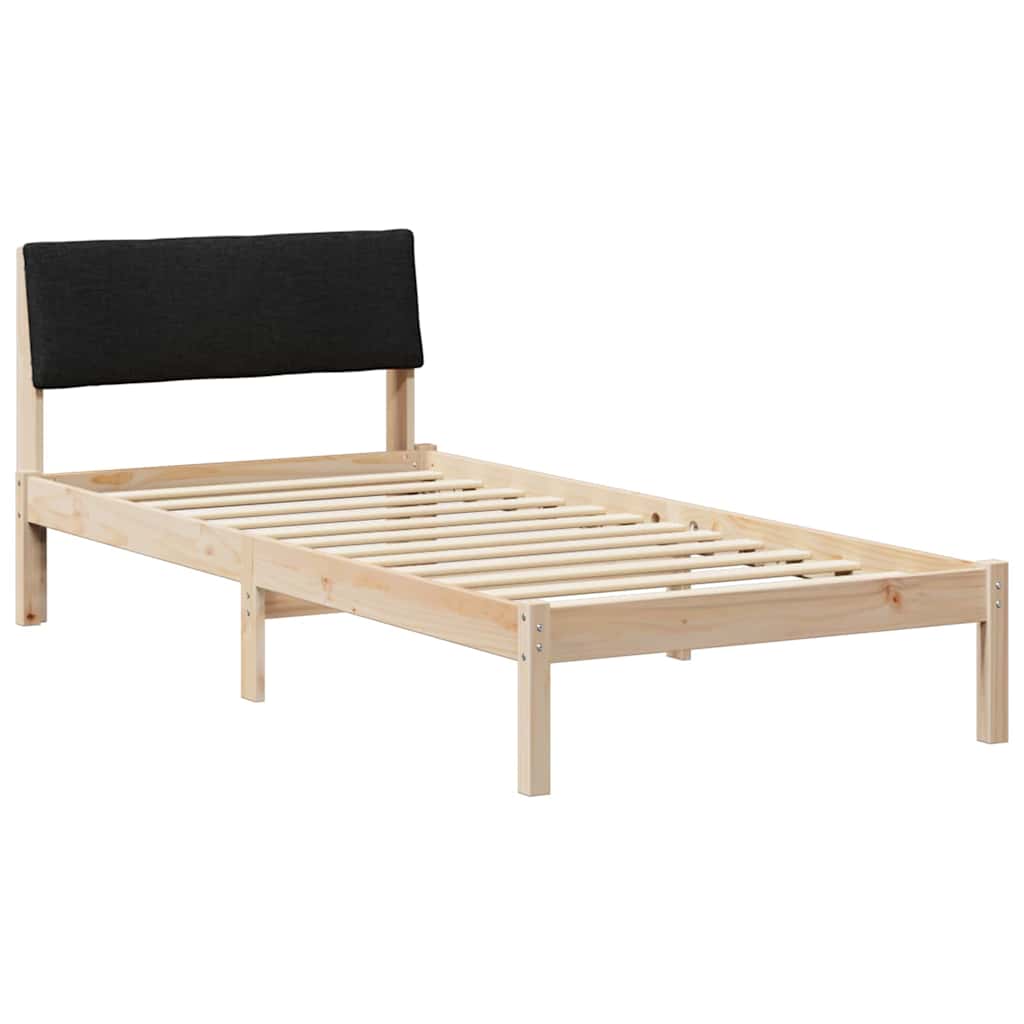 Estrutura de cama de solteiro simple com cabeceira - castanho e preto 90 x 200 cm
