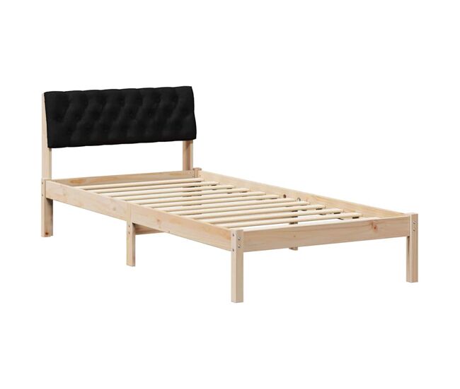 Estrutura de cama de solteiro simple com cabeceira - castanho e preto 90 x 200 cm