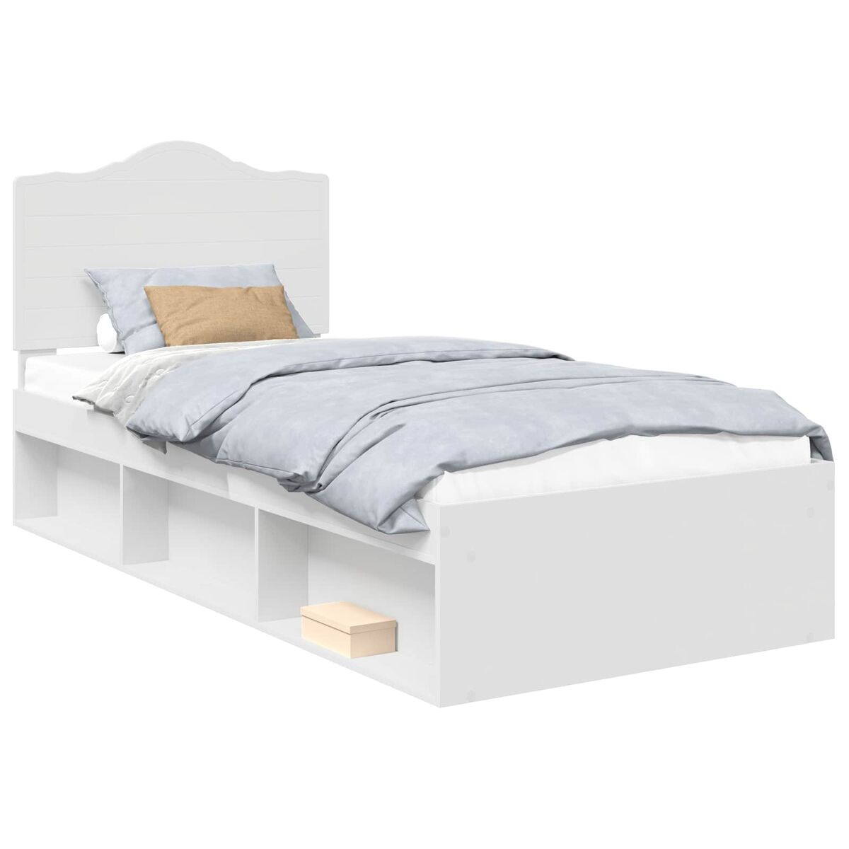 Estrutura de cama de solteiro para adultos - branco 90 x 190 cm madeira de pinheiro sólida