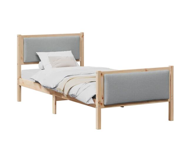 Estrutura de cama de solteiro simple, cinzento-claro 90 x 200 cm tecido