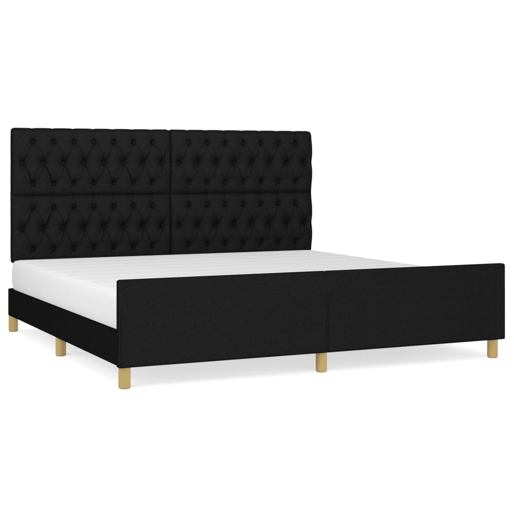 Estrutura de cama de casal moderno com cabeceira 200x200 cm tecido preto