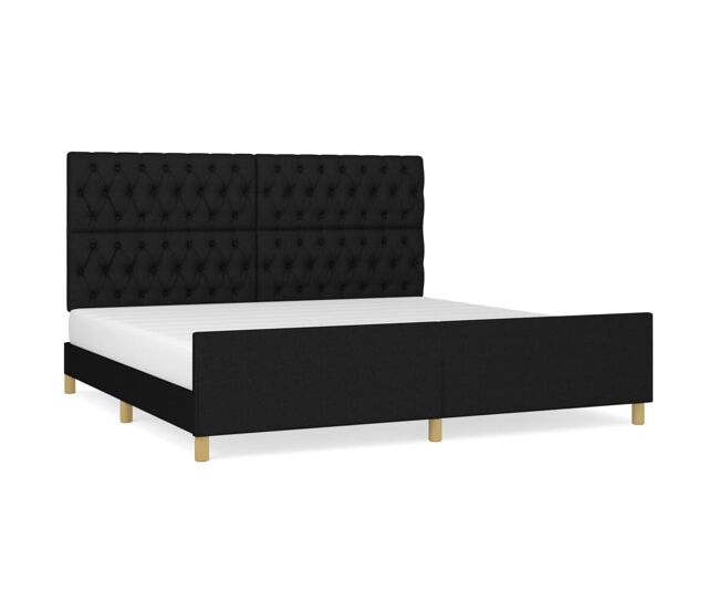 Estrutura de cama de casal moderno com cabeceira 200x200 cm tecido preto