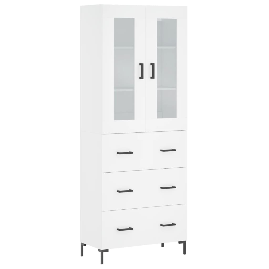Armário alto - bufete - móvel de apoio 69,5x34x180 cm derivados de madeira branco pt690