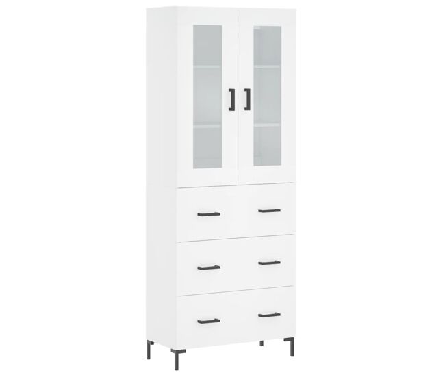 Armário alto - bufete - móvel de apoio 69,5x34x180 cm derivados de madeira branco pt690
