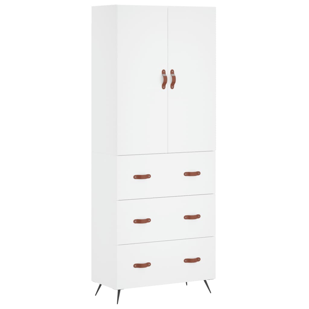 Armário alto - bufete - móvel de apoio 69,5x34x180 cm derivados de madeira branco pt653
