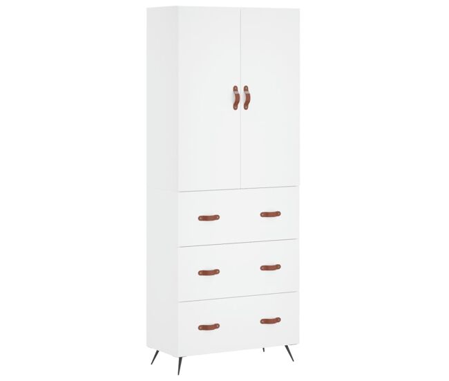 Armário alto - bufete - móvel de apoio 69,5x34x180 cm derivados de madeira branco pt653