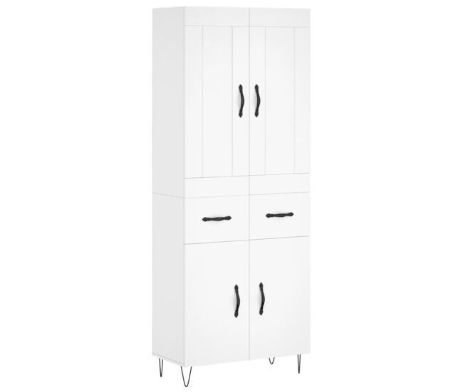 Armário alto - bufete - móvel de apoio 69,5x34x180 cm derivados de madeira branco pt732