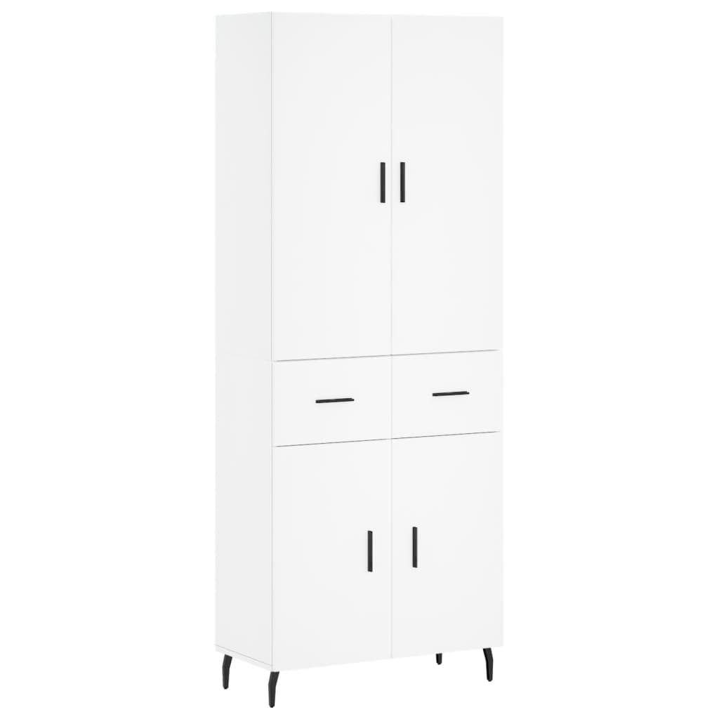 Armário alto - bufete - móvel de apoio 69,5x34x180 cm derivados de madeira branco pt678