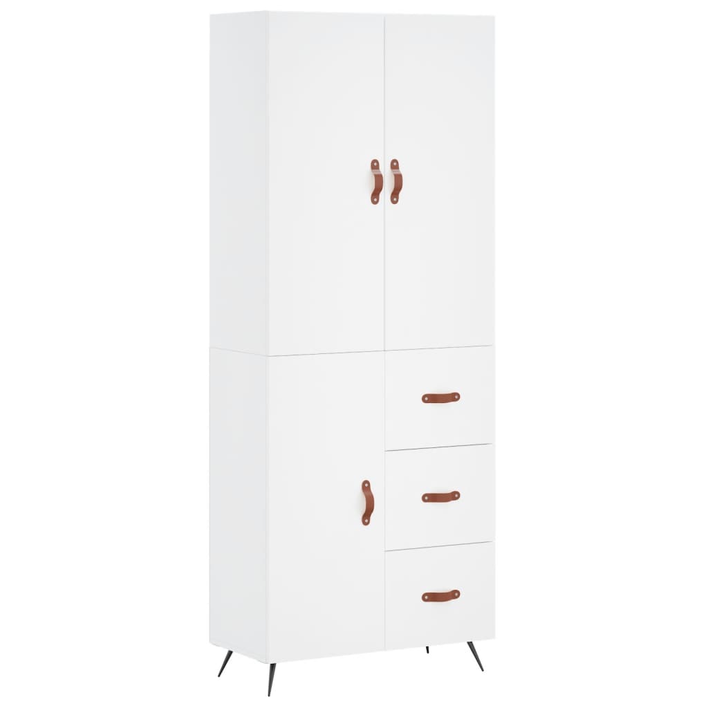 Armário alto - bufete - móvel de apoio 69,5x34x180 cm derivados de madeira branco pt657