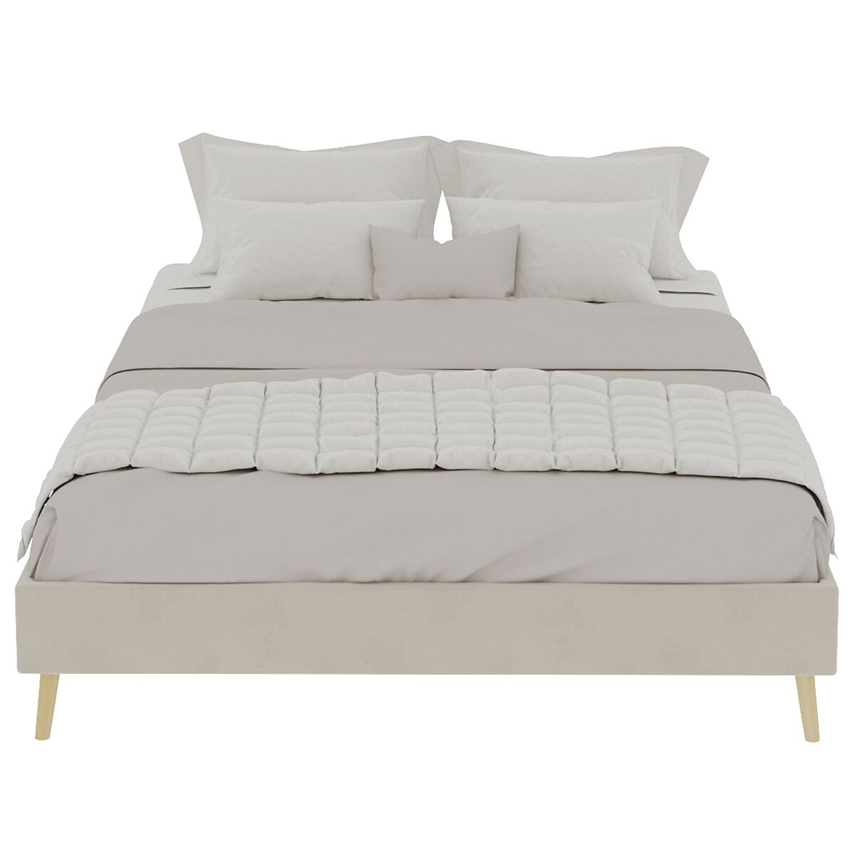 Cama moderna minimalista 140x200 - base baixa estilo moderno - bege