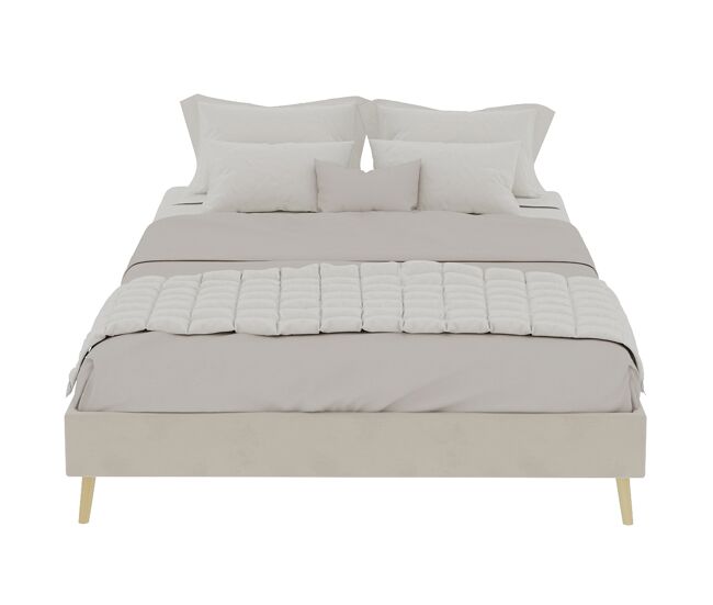 Cama moderna minimalista 140x200 - base baixa estilo moderno - bege