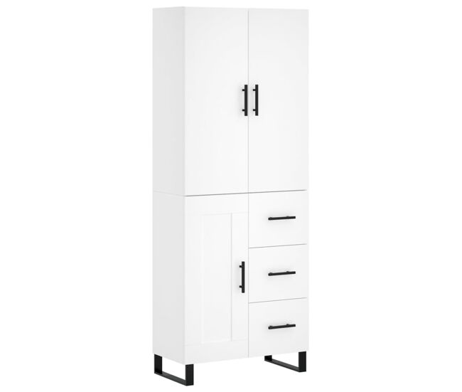 Armário alto - bufete - móvel de apoio 69,5x34x180 cm derivados de madeira branco pt667