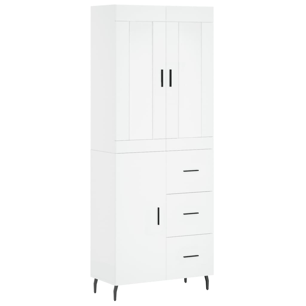Armário alto - bufete - móvel de apoio 69,5x34x180 cm derivados de madeira branco pt725