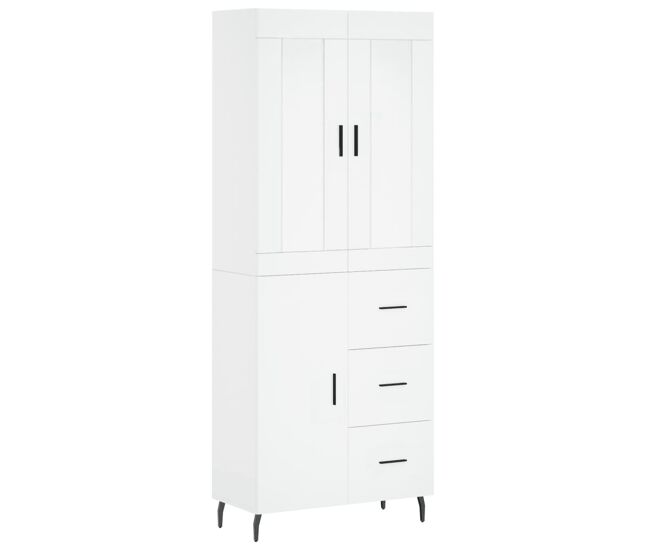 Armário alto - bufete - móvel de apoio 69,5x34x180 cm derivados de madeira branco pt725