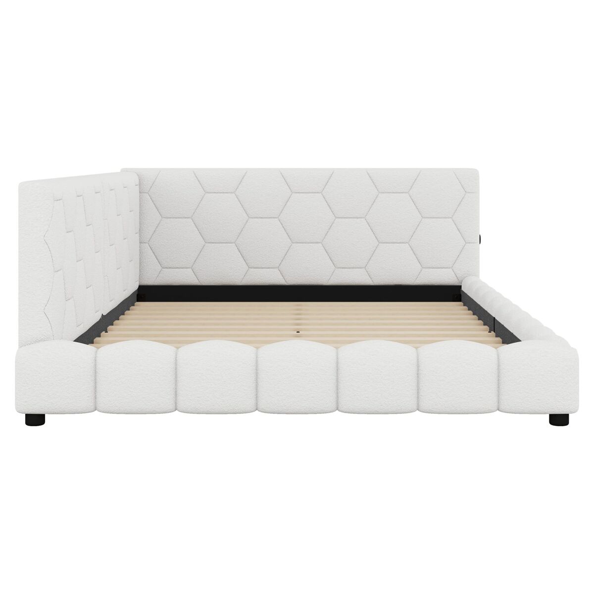 Cama tipo sofá-cama 140x200 - sofá-cama com luz ambiente, usb, tipo-c, material confortável - branco