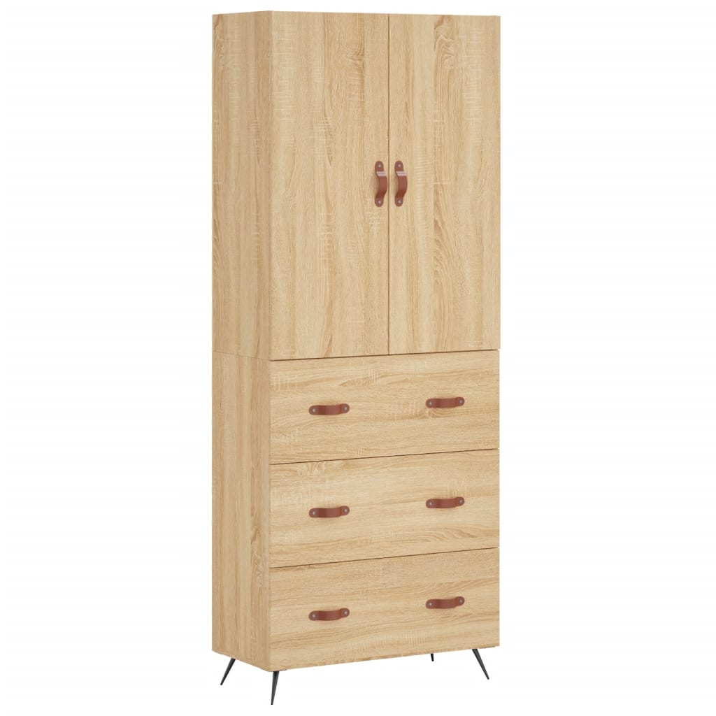 Armário alto - bufete - móvel de apoio 69,5x34x180 cm derivados de madeira cor sonoma pt798
