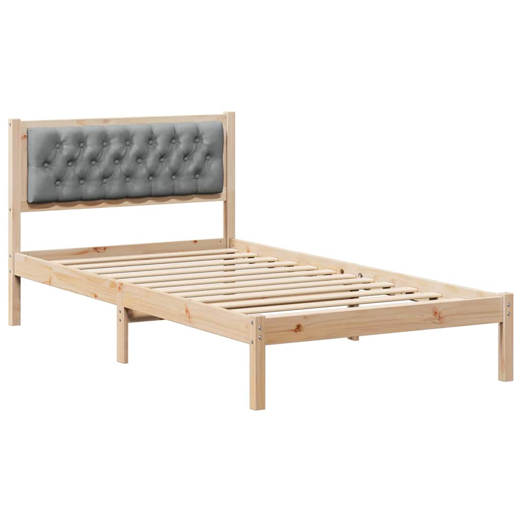 Estrutura de cama de solteiro para adultos com cabeceira - cinzento-claro 100 x 200 cm