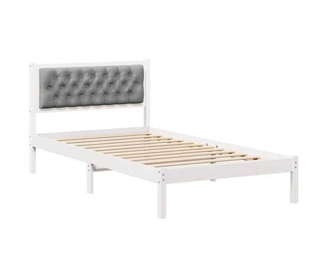 Estrutura de cama de solteiro para adultos com cabeceira - cinzento-claro 100 x 200 cm