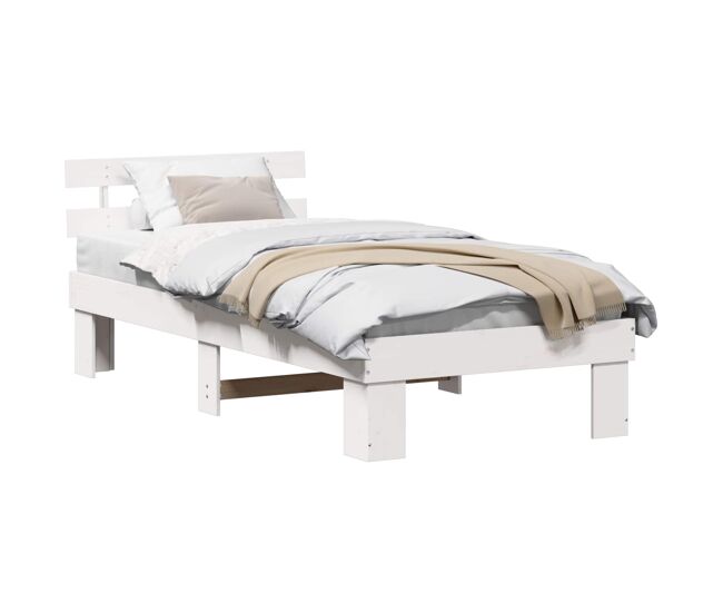 Estrutura de cama de solteiro para adultos com cabeceira - branco 100 x 200 cm