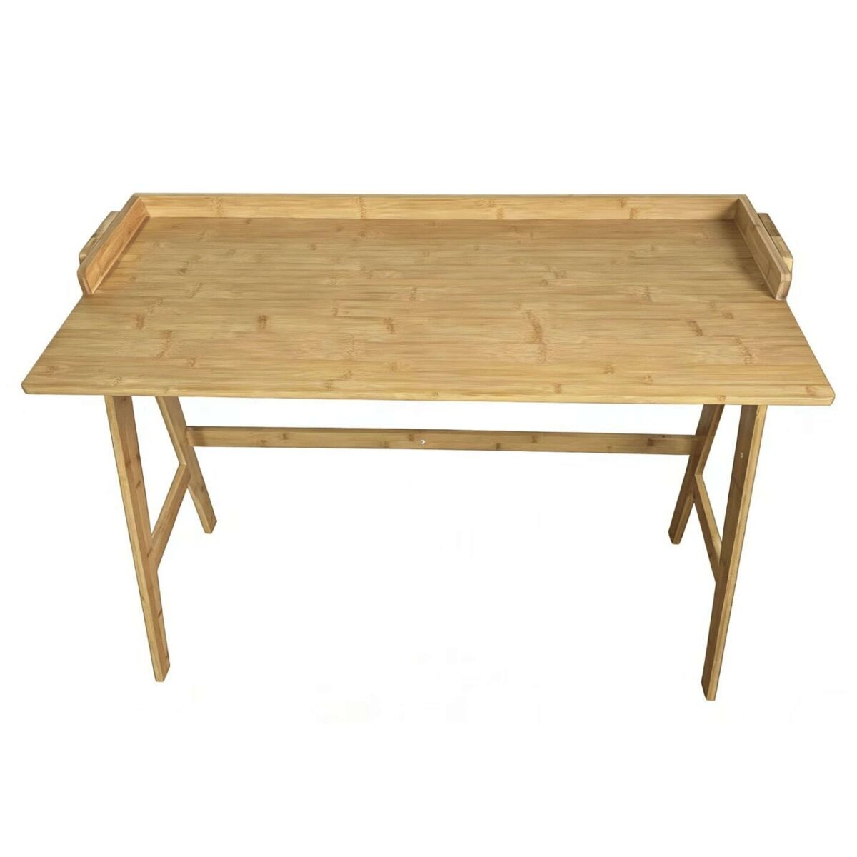 Mesa de estudo em bambu marrom, mesa de computador marrom 107x81x47 cm