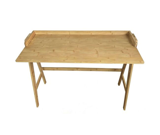 Mesa de estudo em bambu marrom, mesa de computador marrom 107x81x47 cm