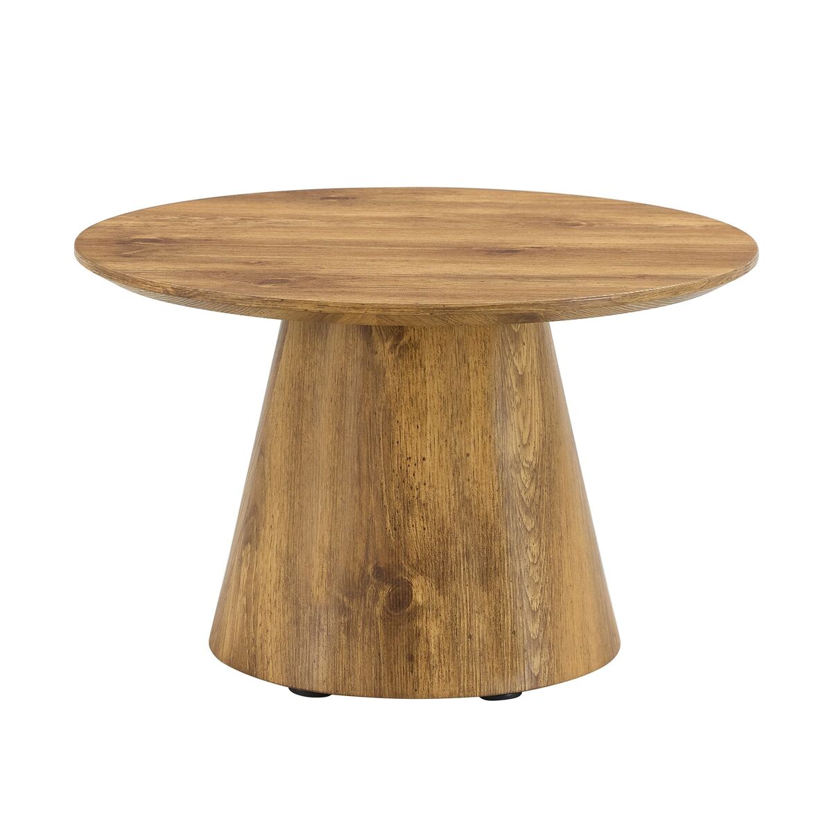 Mesa de café redonda 60 cm - mdf com acabamento em madeira, ideal para sala de estar e varanda - natural