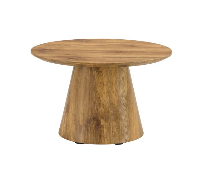 Mesa de café redonda 60 cm - mdf com acabamento em madeira, ideal para sala de estar e varanda - natural