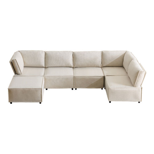 Sofá modular de 6 lugares - modular, flexível, fácil de montar, para qualquer tipo de casa - bege