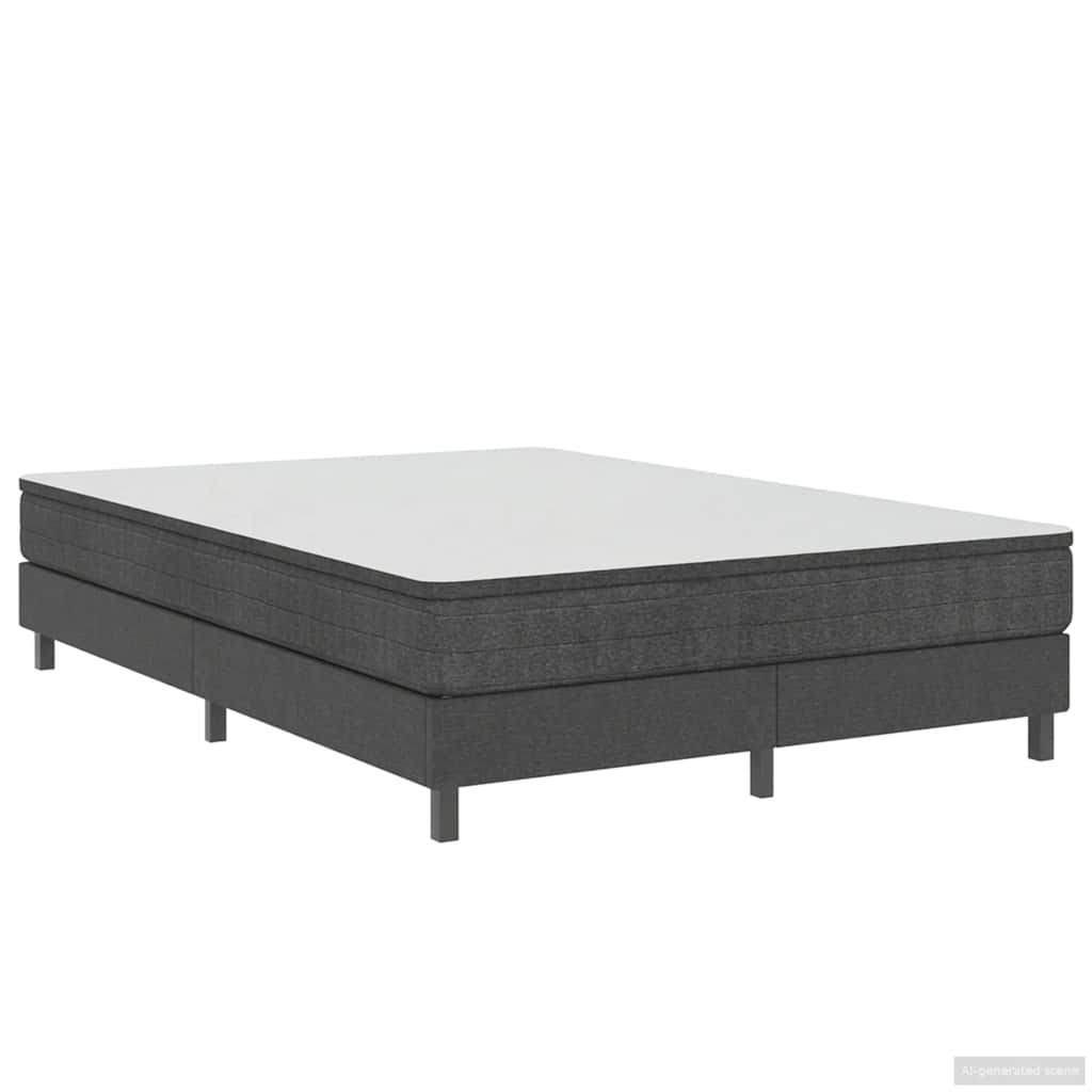 Cama de casal simple boxspring 140x200 cm tecido cinzento