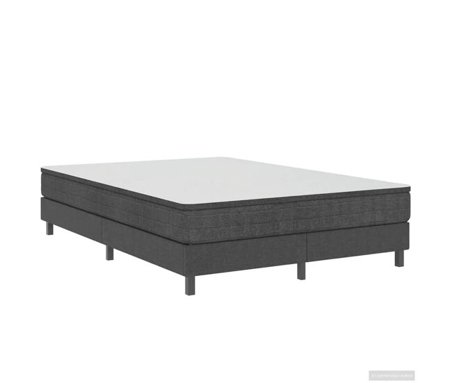Cama de casal simple boxspring 140x200 cm tecido cinzento