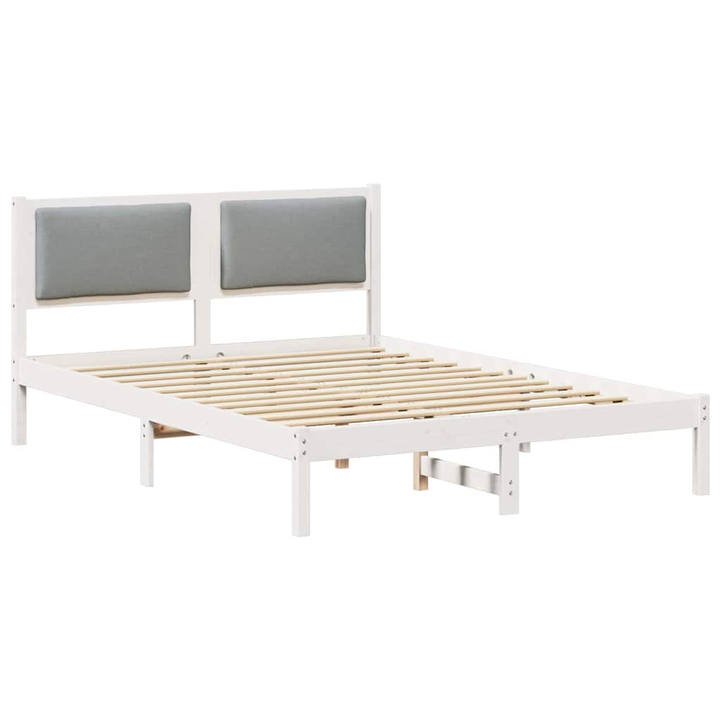 Estrutura da cama de casal simple com cabeceira cinzento-claro 140 x 190 cm