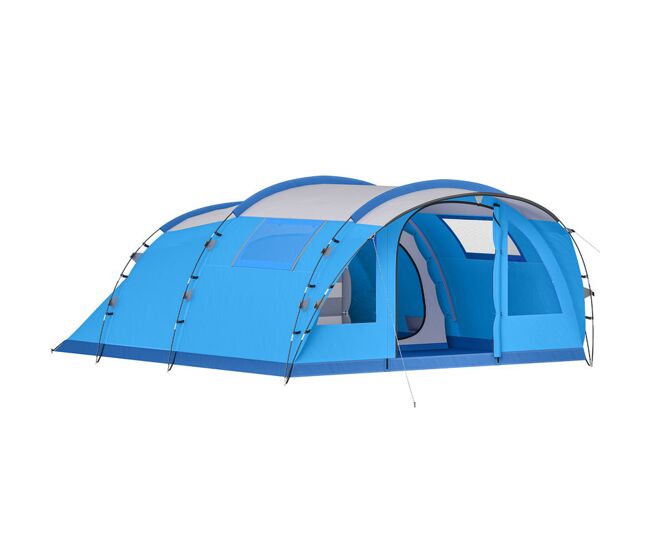 Outsunny tenda de campismo familiar para 5 pessoas tenda de campismo dobrável tipo túnel com 3 quartos porta 4 janelas alpendre bolsa impermeável 3000
