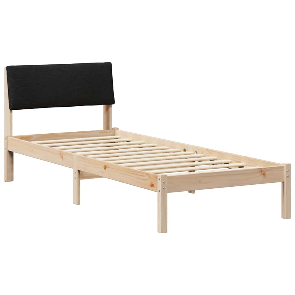 Estrutura de cama de solteiro simple com cabeceira - castanho e preto 75 x 190 cm