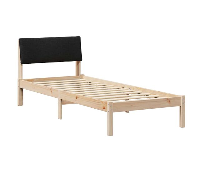 Estrutura de cama de solteiro simple com cabeceira - castanho e preto 75 x 190 cm