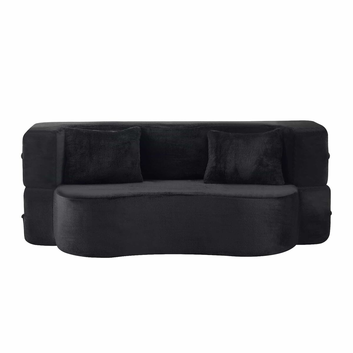 Sofá-cama futon de 2 lugares - dobrável, sem montagem, compactado, multifuncional para colocar no chão - preto