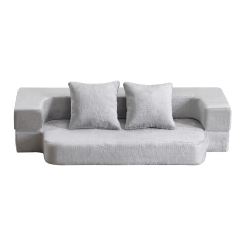 Sofá-cama de 2 lugares - conversível, sem montagem, fácil de transportar - gris claro