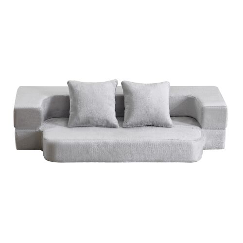 Sofá-cama de 2 lugares - conversível, sem montagem, fácil de transportar - gris claro