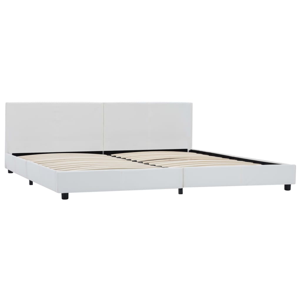 Estrutura de cama em couro artificial 180x200 cm branco
