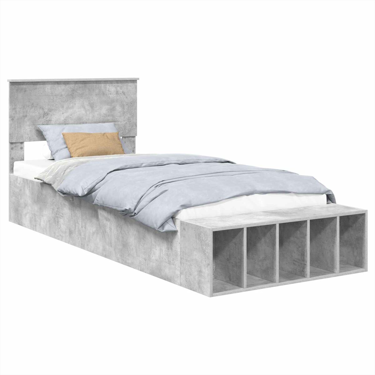 Estrutura de cama de solteiro para adultos cinzento 90 x 200 cm madeira processada