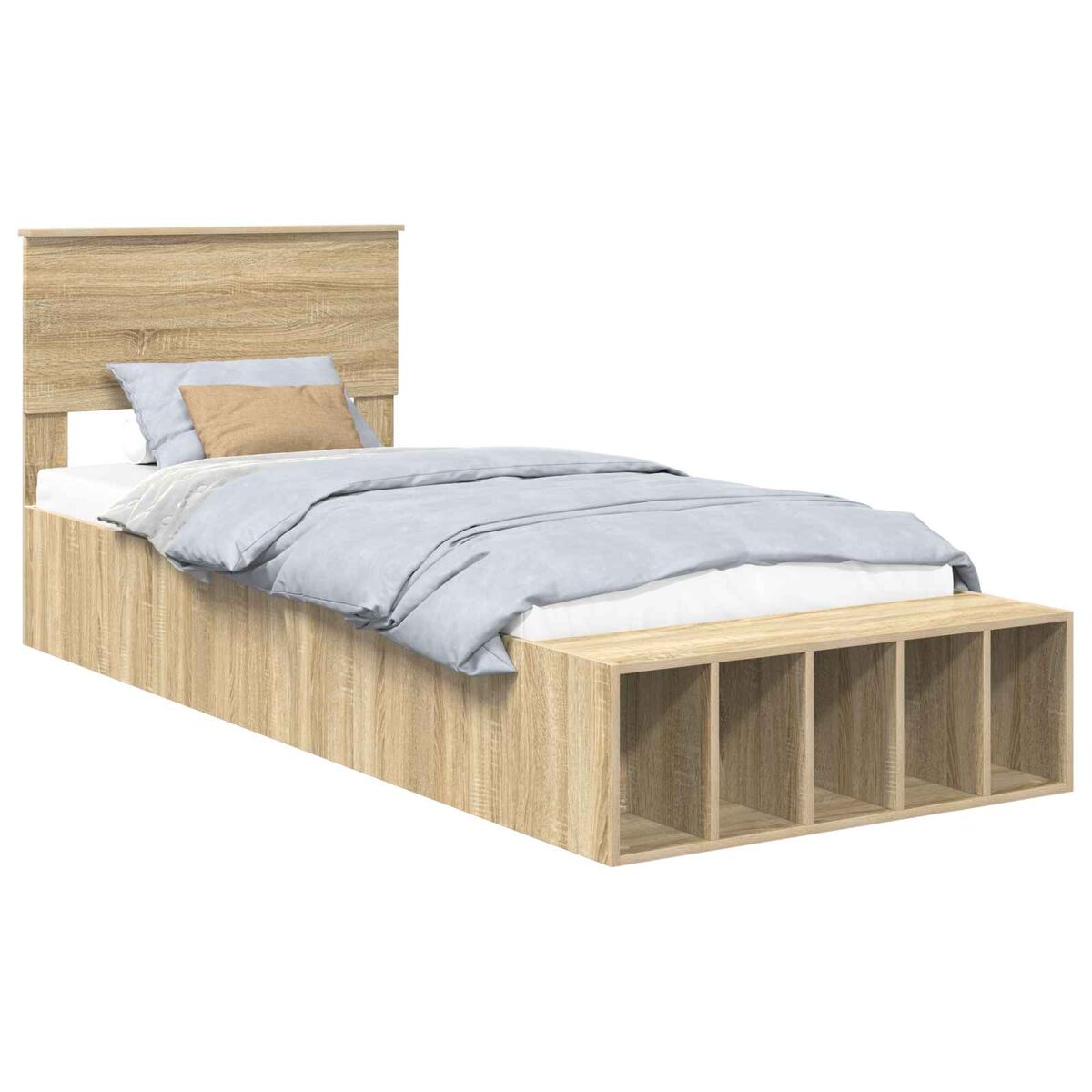 Estrutura de cama de solteiro para adultos de solteiro para adultos com prateleira carvalho sonoma 100 x 200 cm