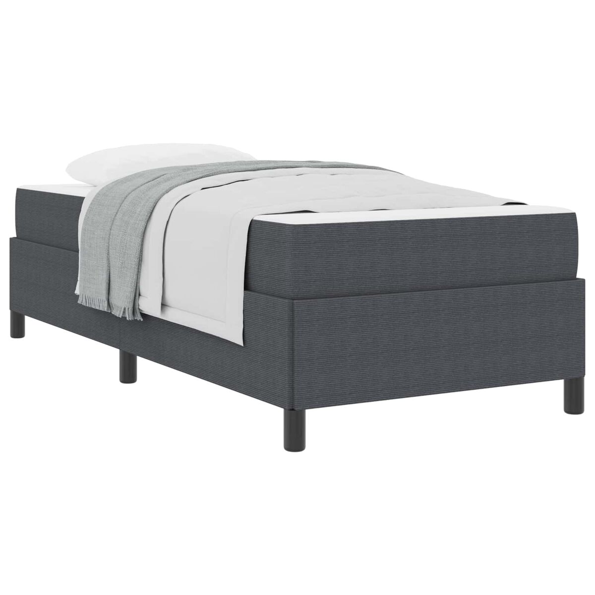 Estrutura de cama de solteiro para adultos com colchão cinza escuro 80 x 200 cm tecido