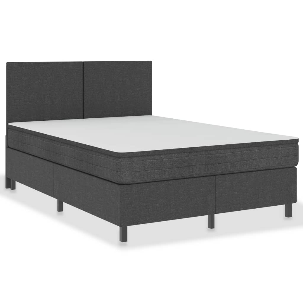 Cama de casal simple boxspring 140x200 cm tecido cinzento
