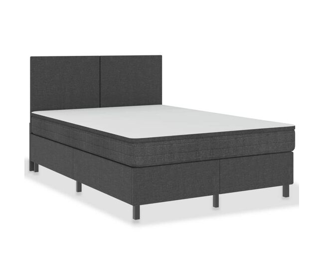 Cama de casal simple boxspring 140x200 cm tecido cinzento
