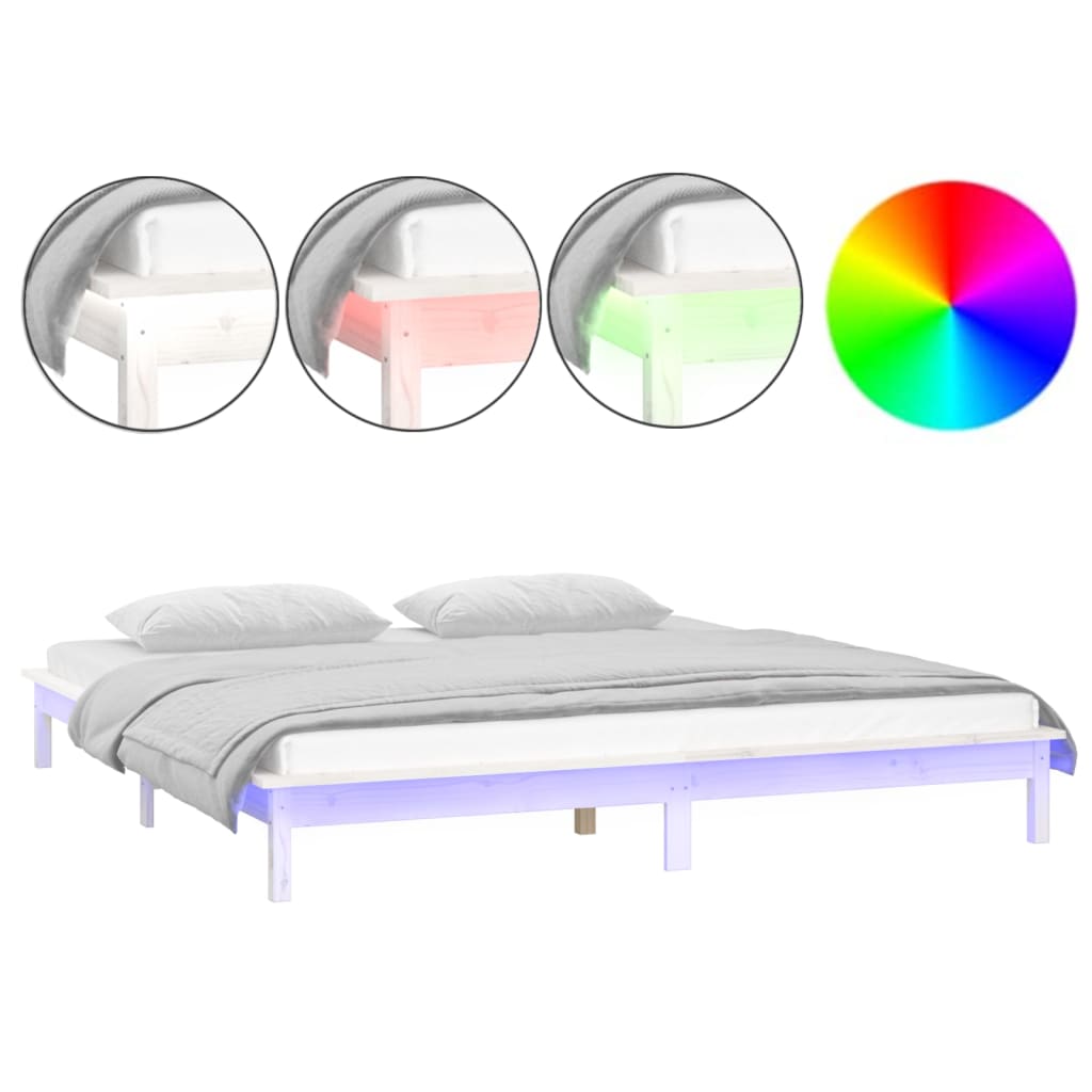 Estrutura de cama de casal moderno king size c/ luzes led 150x200cm madeira maciça