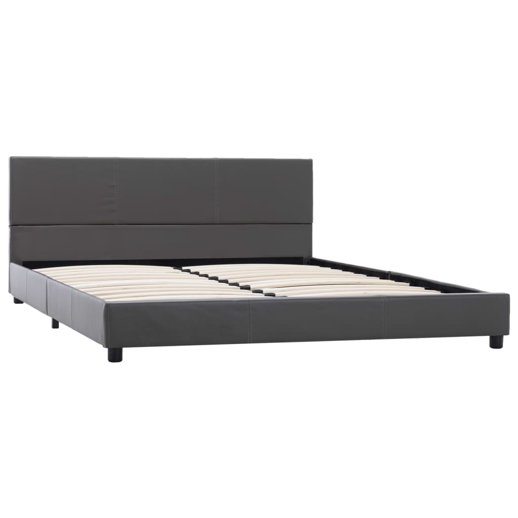 Estrutura de cama de casal moderno - 160x200 cm couro artificial cinzento