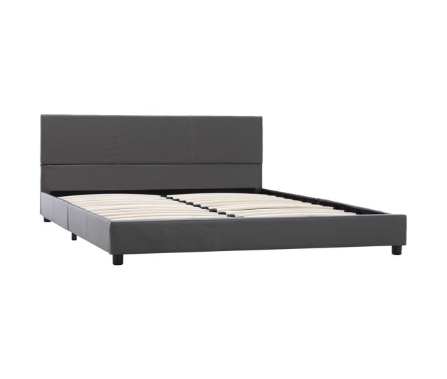 Estrutura de cama de casal moderno - 160x200 cm couro artificial cinzento