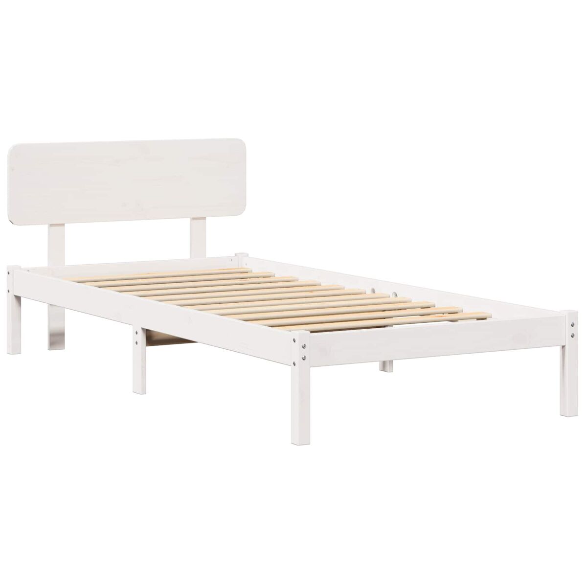Estrutura de cama de solteiro para adultos - branco 75 x 190 cm madeira de pinheiro sólida