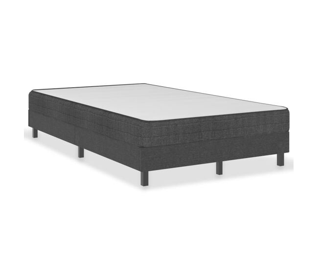 Cama de casal simple boxspring 120x200 cm tecido cinzento