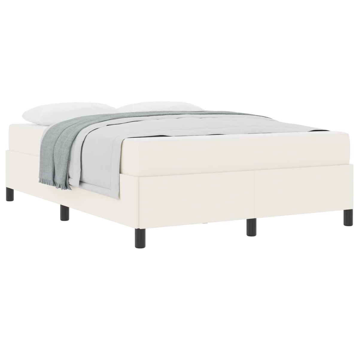 Estrutura da cama de casal moderno com colchão - creme 140 x 200 cm tecido