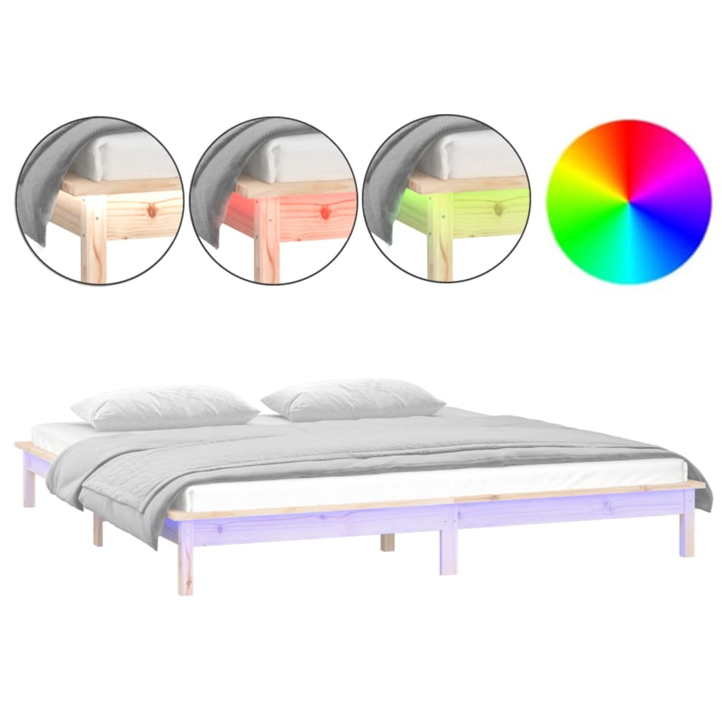 Estrutura de cama de casal simple de casal c/ led 135x190 cm madeira maciça